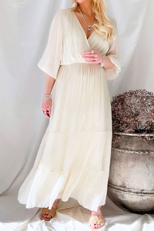 Jolene silkkisekoitemekko, ivory
