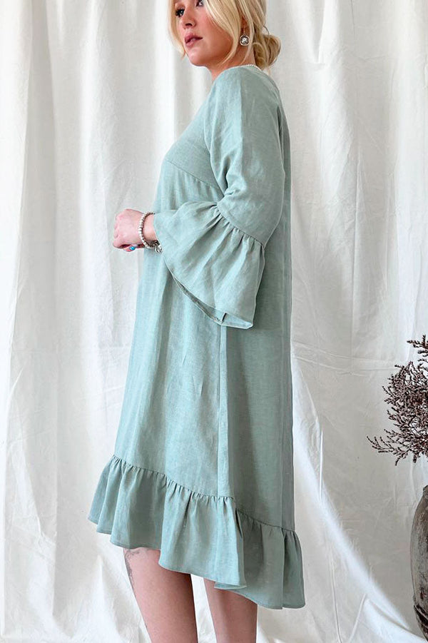 Juliet pellavamekko pitkä, pastel vihreä