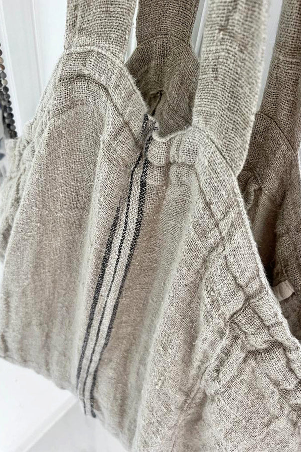 Kuruva pellavakassi, natural/navy sininen