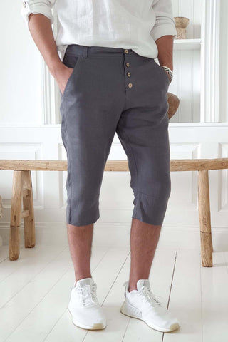 Linen shorts tease men, graphite