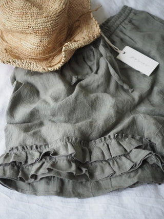 Mykonos linen shorts, camo green