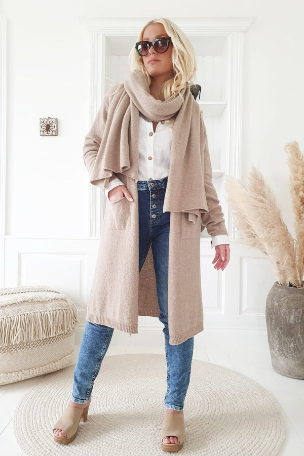 Cozy cashmere neuletakki, taupe