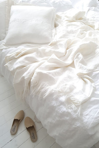 Bypias linen snooze blanket, white