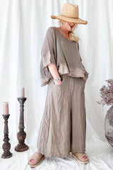 Rowan leveälahkeiset housut, taupe
