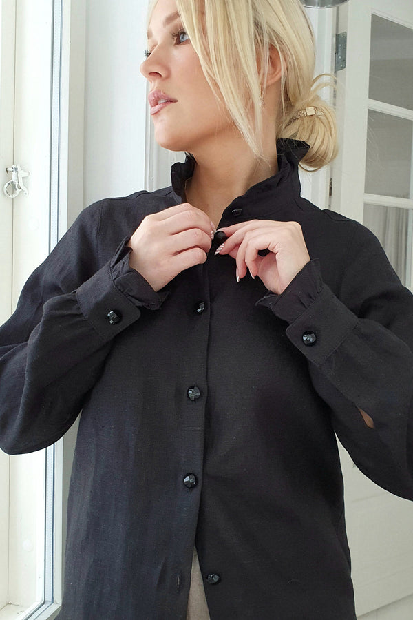 Ruffle exclusive pellavapaita, musta