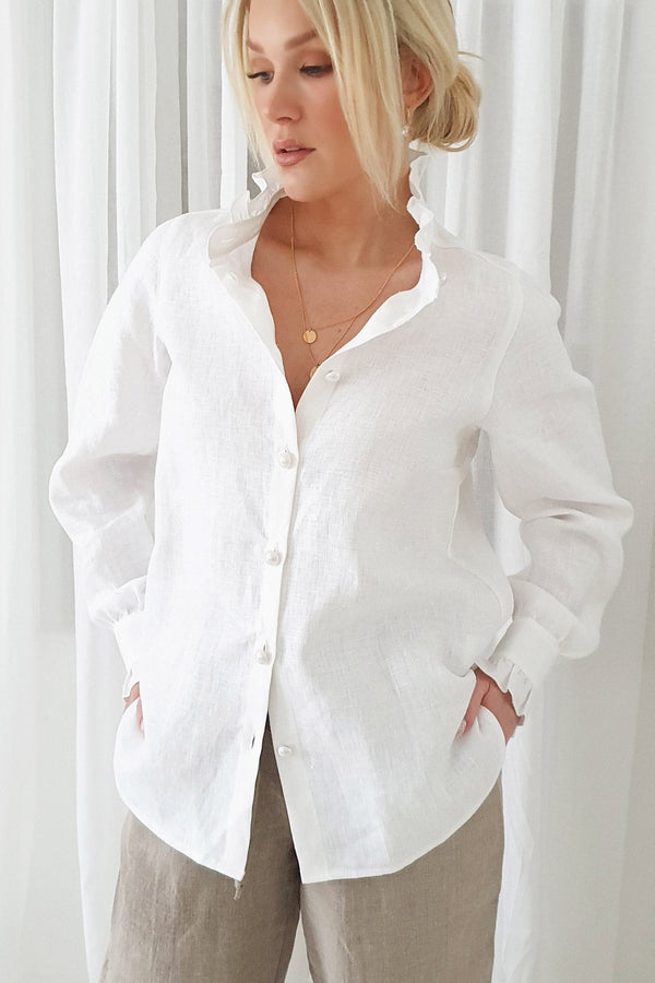 Ruffle exclusive pellavapaita, valkoinen