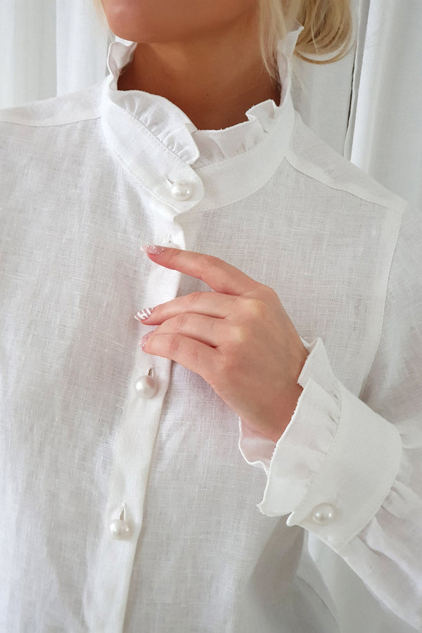 Ruffle exclusive pellavapaita, valkoinen