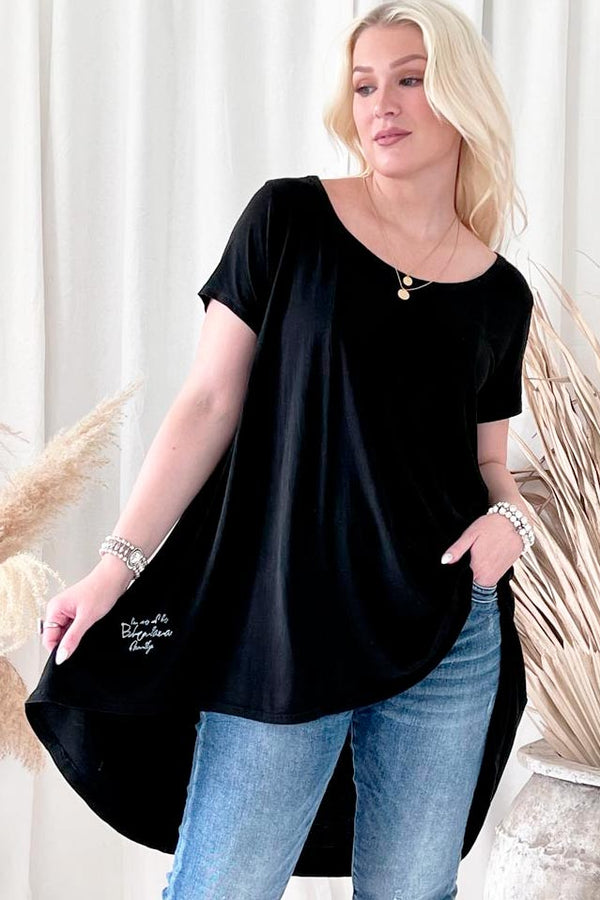 Bohemiana tencel tunika, musta