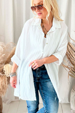 Urban oversize linen shirt, white
