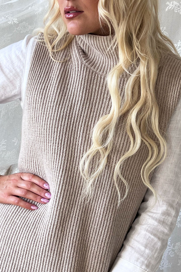 Vestie long neuleliivi, beige