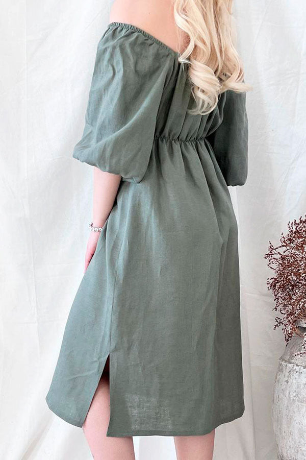 Vivienne pellavamekko, camo vihreä