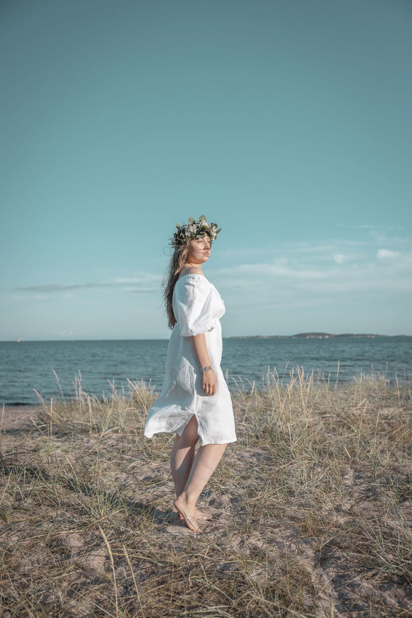 Vivienne pellavamekko, valkoinen