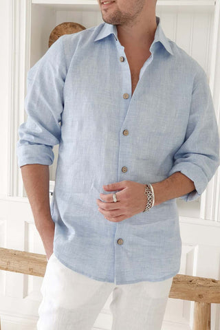 John linen shirt, oxford blue