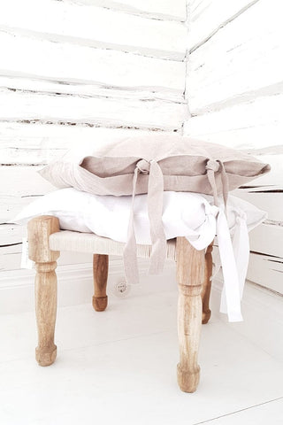 Tie linen pillowcase, white