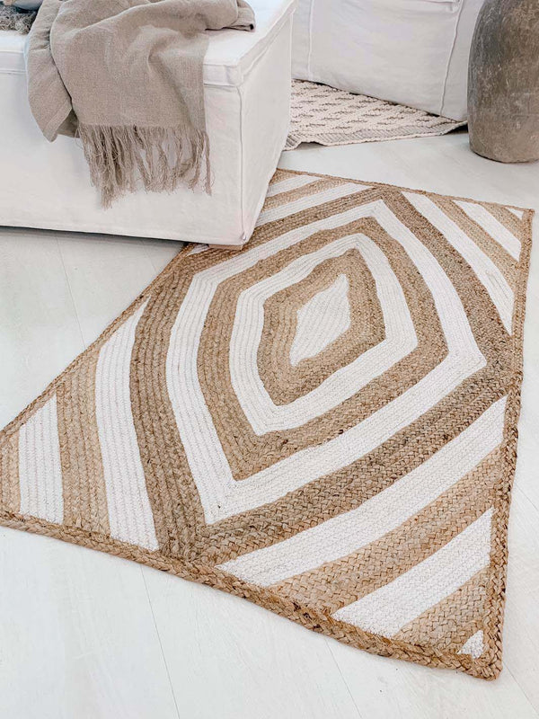 White stripe juuttimatto 80x140cm, natural